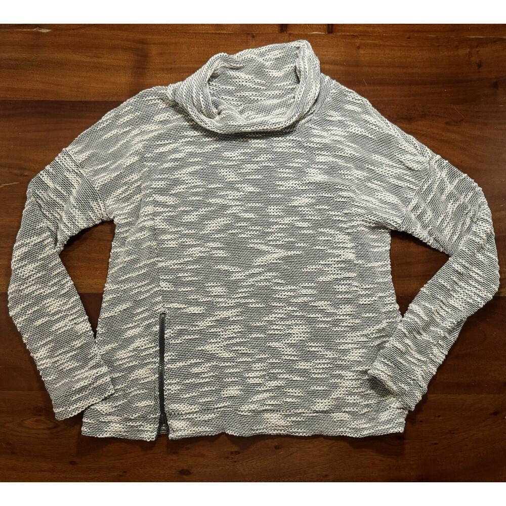Converse Womens XL Cowl Neck Sweater Tweed Marled Gray Knit Side Zip Pullover